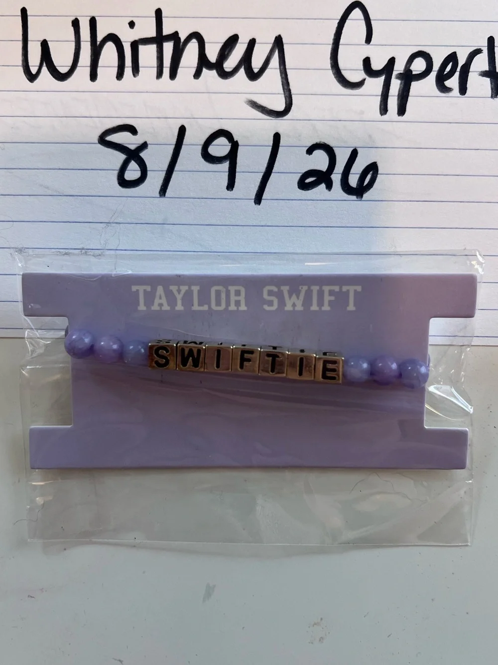 Taylor Swift Lilac Beaded 'SWIFTIE' Bracelet L/XL
